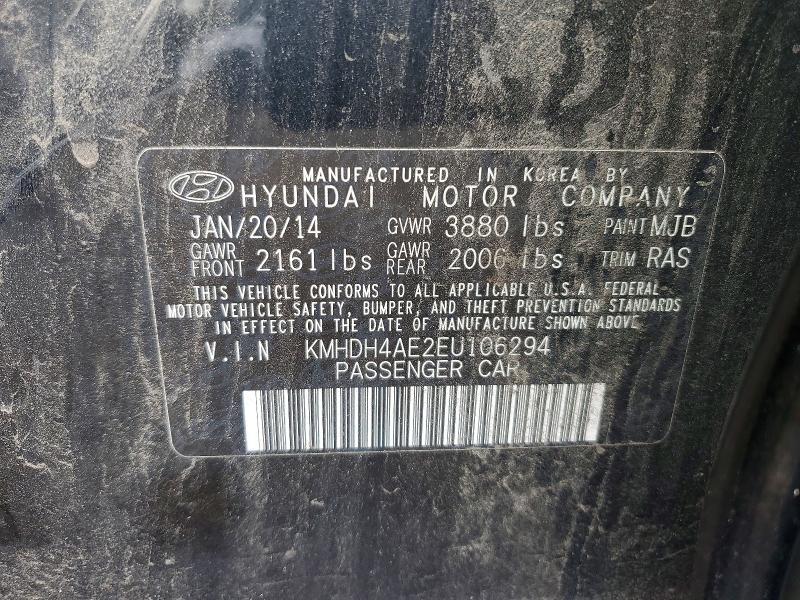 59409116 :رقم المزاد ، KMHDH4AE2EU106294 vin ، 2014 Hyundai Elantra مزاد بيع