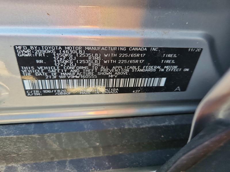 Продажа на аукционе авто 2021 Toyota Rav4, vin: 2T3F1RFV9MW160555, номер лота: 68543006