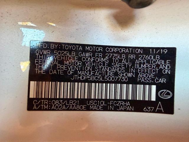 70374176 :رقم المزاد ، JTHDP5BC5L5007730 vin ، 2020 Lexus Rc F مزاد بيع
