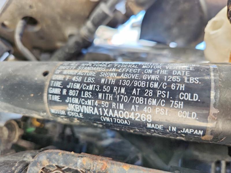 Продаж на аукціоні авто 2010 Kawasaki Vn1700, vin: JKBVNRA1XAA004268, номер лоту: 67307016