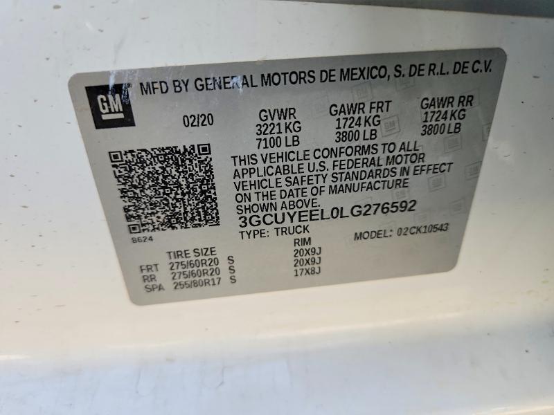 67911076 :رقم المزاد ، 3GCUYEEL0LG276592 vin ، 2020 Chevrolet Silverado مزاد بيع