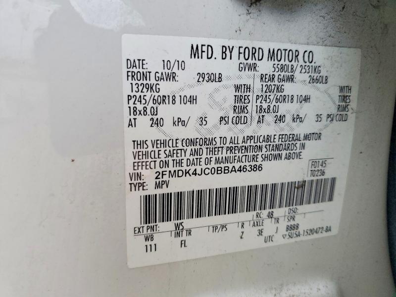 Aukcja sprzedaży 2011 Ford Edge, vin: 2FMDK4JC0BBA46386, numer aukcji: 70161636
