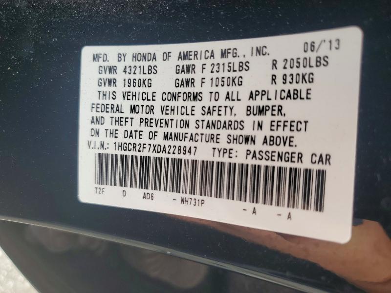 Aukcja sprzedaży 2013 Honda Accord, vin: 1HGCR2F7XDA228947, numer aukcji: 69340026