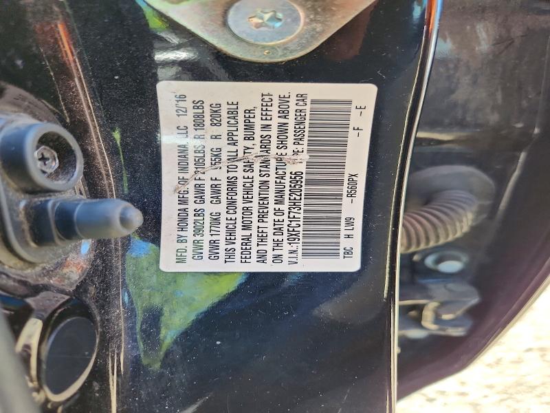Продаж на аукціоні авто 2017 Honda Civic, vin: 19XFC1F73HE205956, номер лоту: 67162626