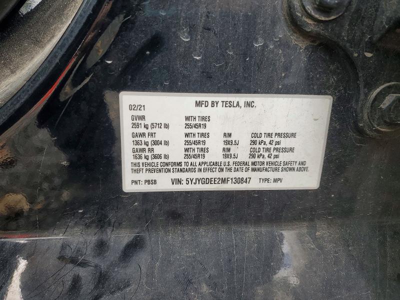 Aukcja sprzedaży 2021 Tesla Model Y, vin: 5YJYGDEE2MF130847, numer aukcji: 67207086