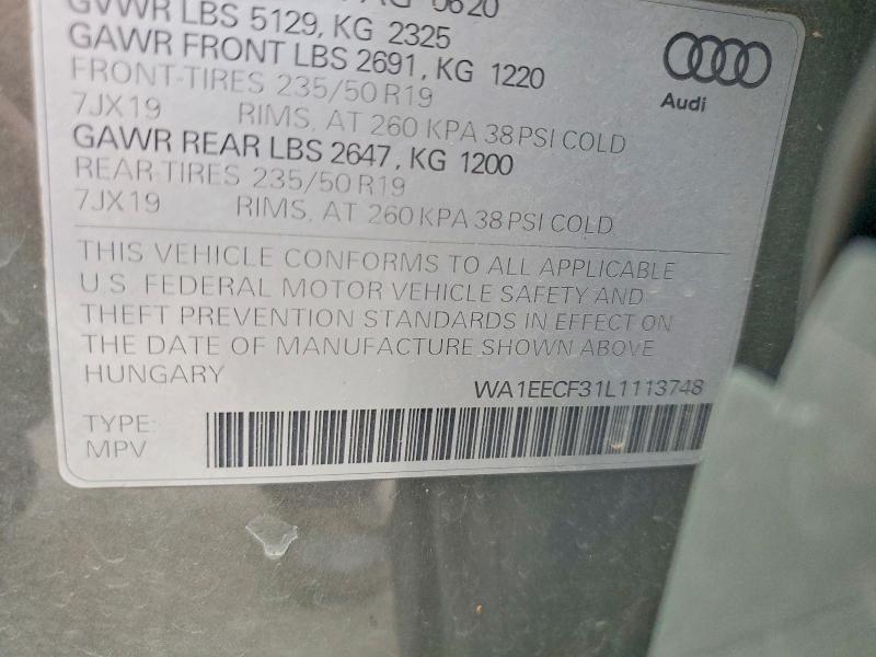 Продажа на аукционе авто 2020 Audi Q3, vin: WA1EECF31L1113748, номер лота: 69133226