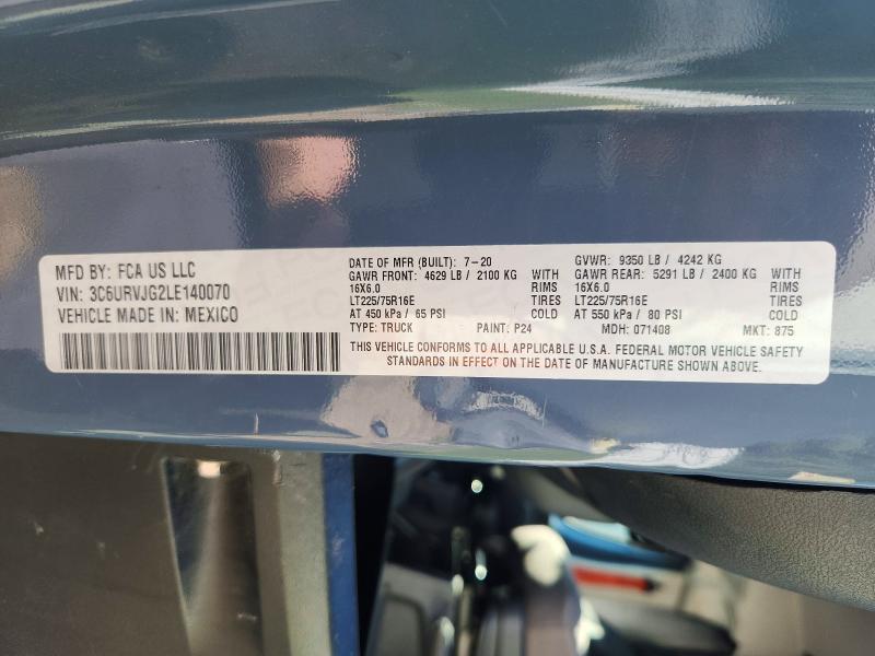 Auction sale of the 2020 Ram Promaster 3500, vin: 3C6URVJG2LE140070, lot number: 69053986