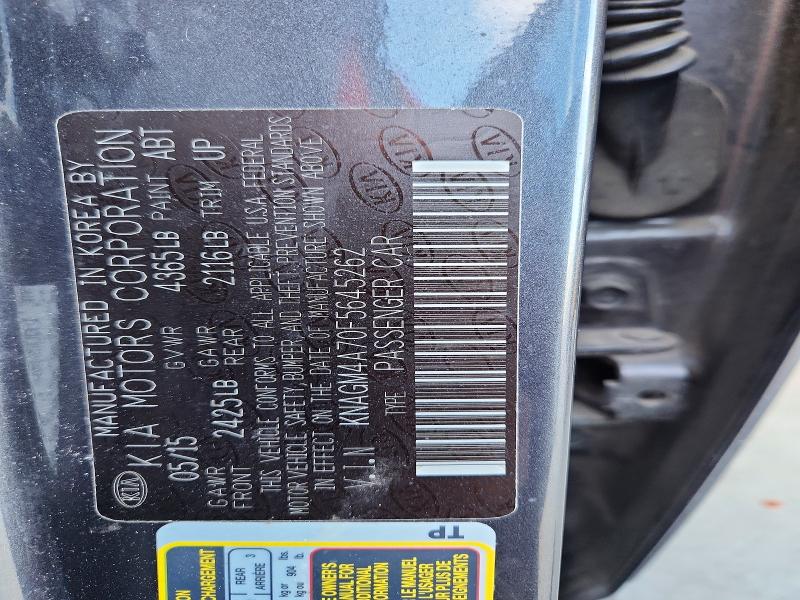 68639346 :رقم المزاد ، KNAGM4A70F5645262 vin ، 2015 Kia Optima مزاد بيع