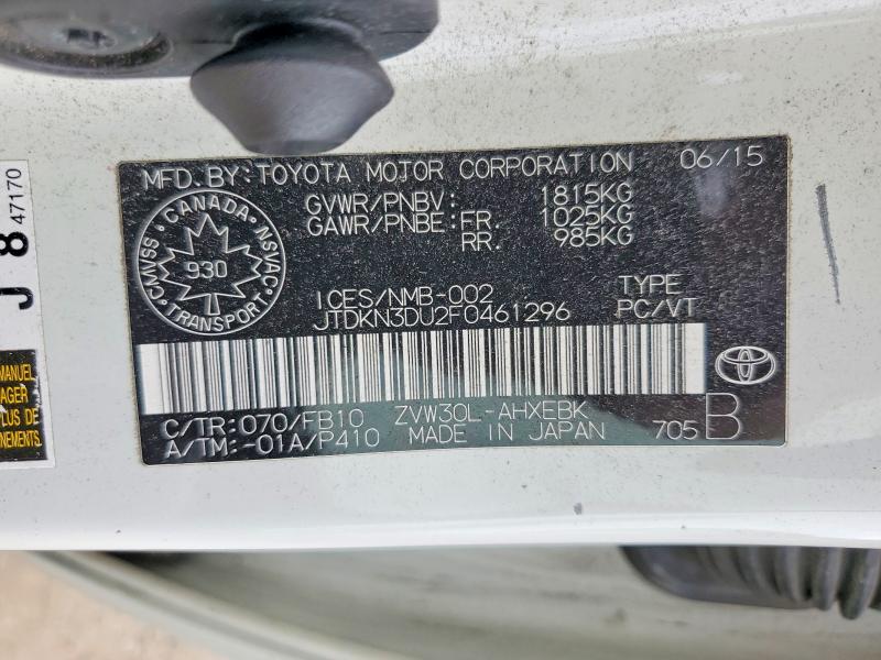 Продажа на аукционе авто 2015 Toyota Prius, vin: JTDKN3DU2F0461296, номер лота: 68935126