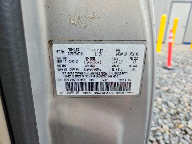 1996 Dodge Ram 2500 მანქანა იყიდება აუქციონზე, vin: 1B7KF23Z0TJ118089, აუქციონის ნომერი: 69031126
