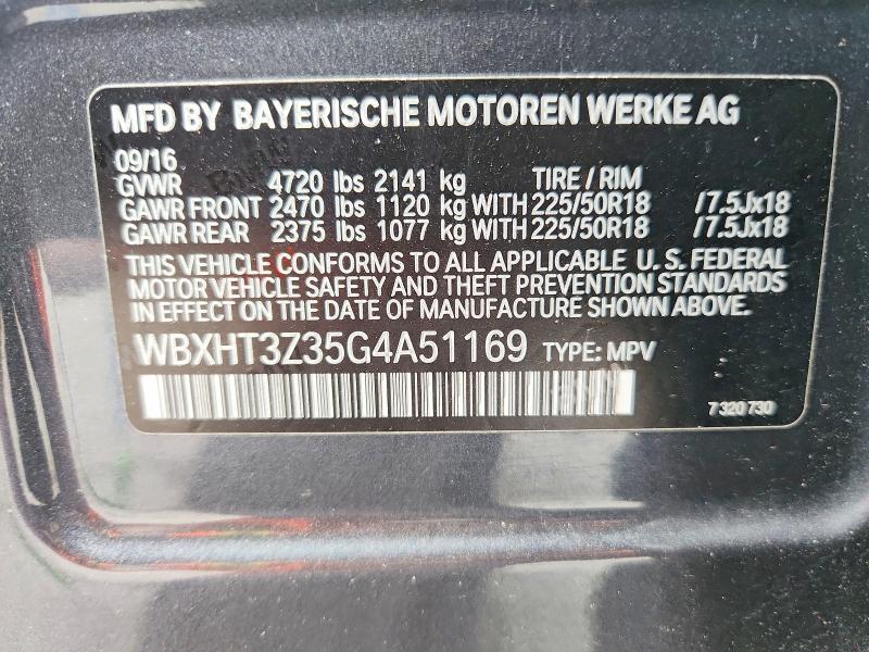 67301156 :رقم المزاد ، WBXHT3Z35G4A51169 vin ، 2016 Bmw X1 مزاد بيع