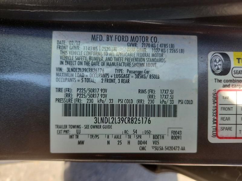 Продаж на аукціоні авто 2012 Lincoln Mkz, vin: 3LNDL2L39CR826176, номер лоту: 70355256
