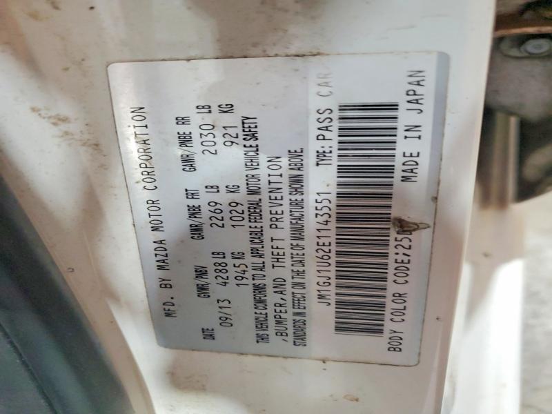 70002606 :رقم المزاد ، JM1GJ1U62E1143551 vin ، 2014 Mazda 6 مزاد بيع