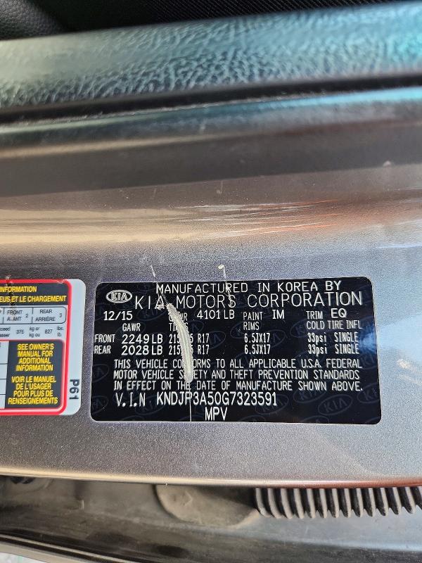 67564236 :رقم المزاد ، KNDJP3A50G7323591 vin ، 2016 Kia Soul مزاد بيع