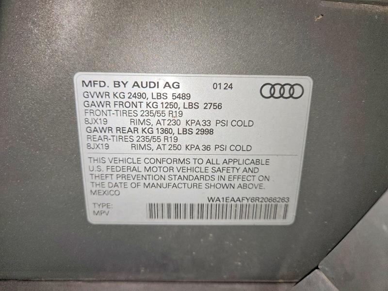69846246 :رقم المزاد ، WA1EAAFY6R2066263 vin ، 2024 Audi Q5 مزاد بيع