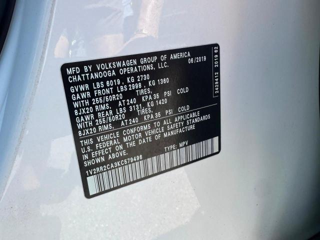 Продаж на аукціоні авто 2019 Volkswagen Atlas, vin: 1V2RR2CA3KC579496, номер лоту: 70307306