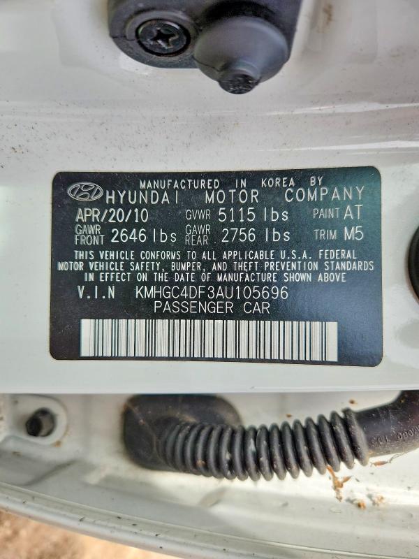 Aukcja sprzedaży 2010 Hyundai Genesis, vin: KMHGC4DF3AU105696, numer aukcji: 69649766