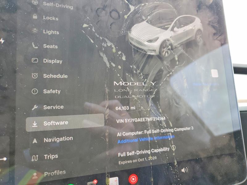 Aukcja sprzedaży 2021 Tesla Model Y, vin: 5YJYGAEE7MF214144, numer aukcji: 67863086