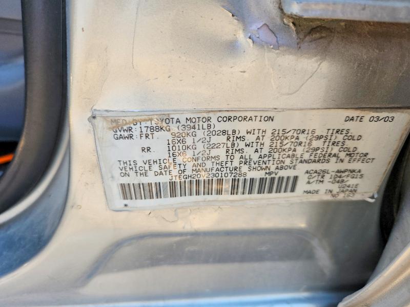 70851386 :رقم المزاد ، JTEGH20V230107288 vin ، 2003 Toyota Rav4 مزاد بيع