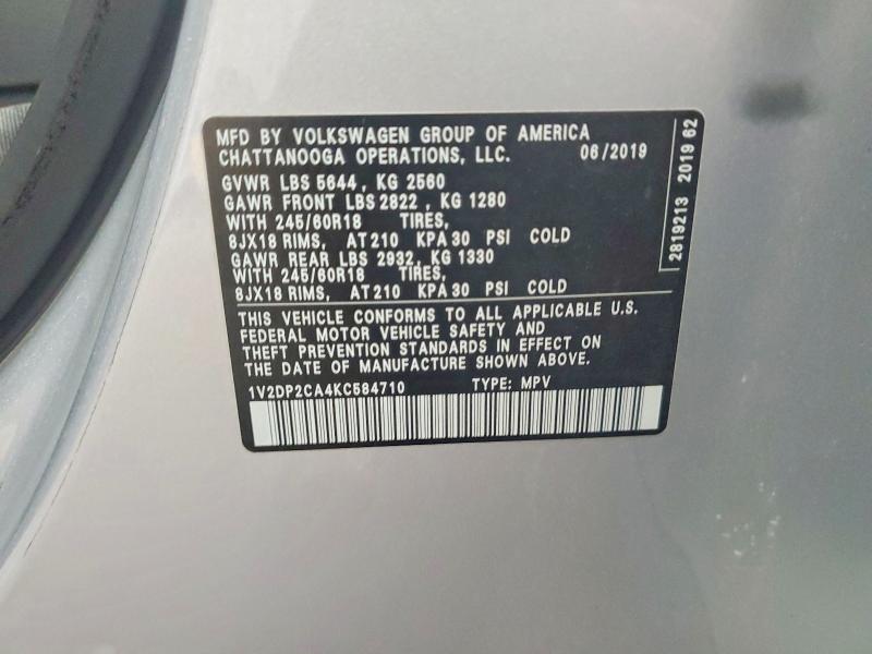 Aukcja sprzedaży 2019 Volkswagen Atlas, vin: 1V2DP2CA4KC584710, numer aukcji: 68733686