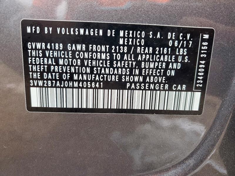 Aukcja sprzedaży 2017 Volkswagen Jetta, vin: 3VW2B7AJ0HM405641, numer aukcji: 70008656