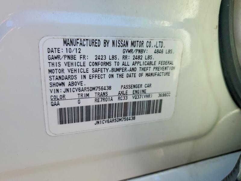 70325176 :رقم المزاد ، JN1CV6AR5DM756438 vin ، 2013 Infiniti G37 Sedan مزاد بيع