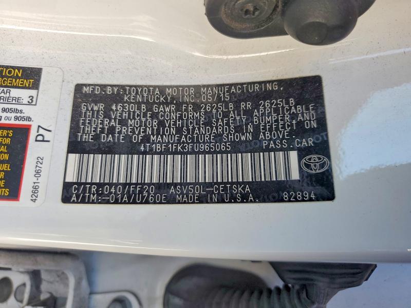 Продажа на аукционе авто 2015 Toyota Camry, vin: 4T1BF1FK3FU965065, номер лота: 69103716