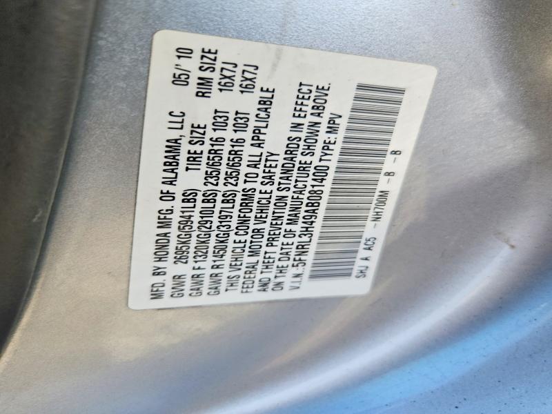 Aukcja sprzedaży 2010 Honda Odyssey, vin: 5FNRL3H49AB081400, numer aukcji: 68103406