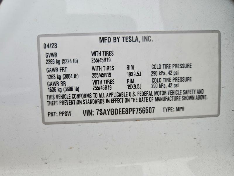 2023 Tesla Model Y მანქანა იყიდება აუქციონზე, vin: 7SAYGDEE8PF756507, აუქციონის ნომერი: 68390746
