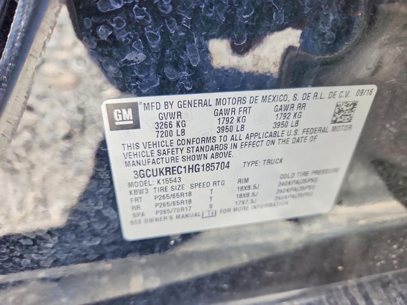 2017 Chevrolet Silverado მანქანა იყიდება აუქციონზე, vin: 3GCUKREC1HG185704, აუქციონის ნომერი: 68921236