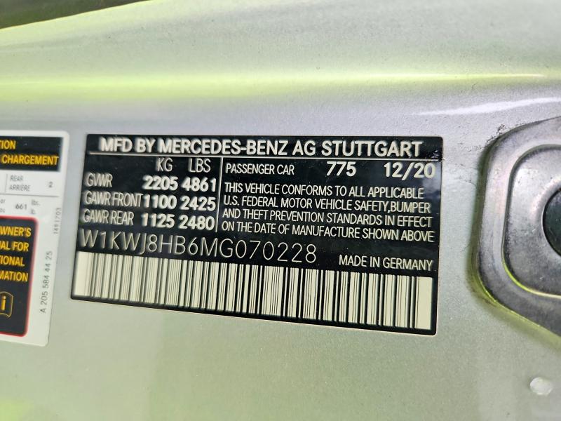 Aukcja sprzedaży 2021 Mercedes-benz C, vin: W1KWJ8HB6MG070228, numer aukcji: 70515076