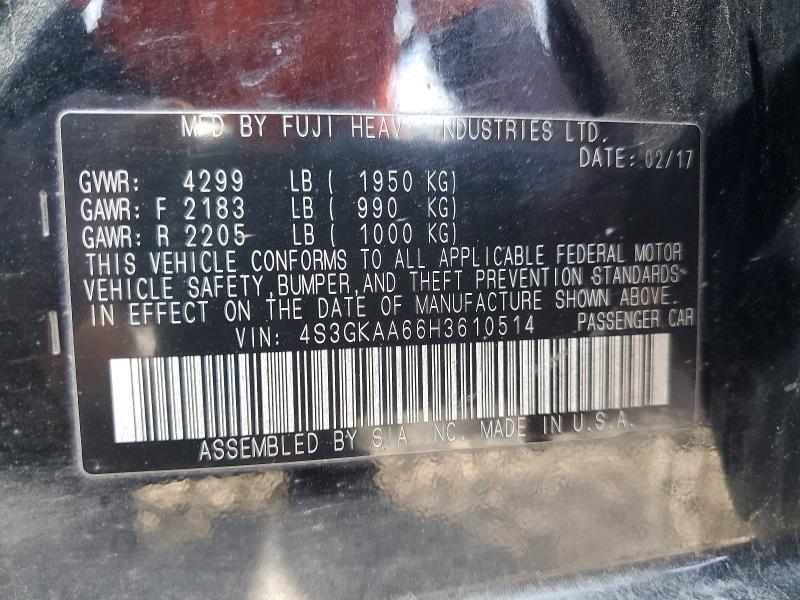68271116 :رقم المزاد ، 4S3GKAA66H3610514 vin ، 2017 Subaru Impreza مزاد بيع