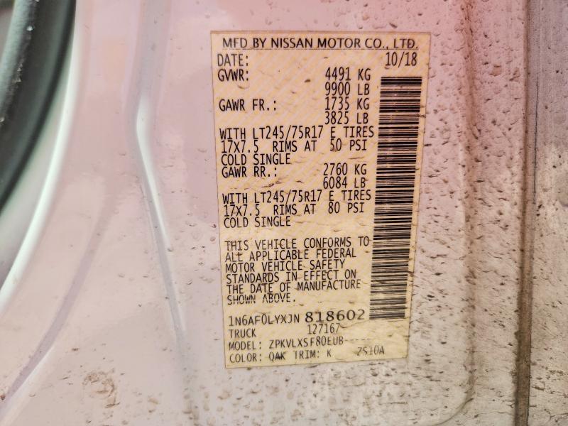 61588596 :رقم المزاد ، 1N6AF0LYXJN818602 vin ، 2018 Nissan Nv مزاد بيع