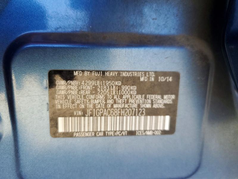 Продажа на аукционе авто 2015 Subaru Impreza, vin: JF1GPAC68FH207123, номер лота: 69216386