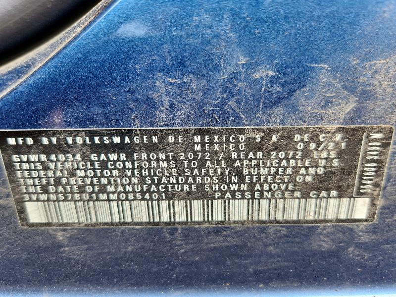 68427166 :رقم المزاد ، 3VWN57BU1MM085401 vin ، 2021 Volkswagen Jetta مزاد بيع