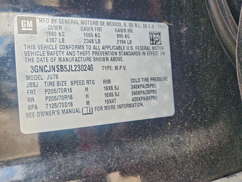 Aukcja sprzedaży 2018 Chevrolet Trax, vin: 3GNCJNSB5JL230246, numer aukcji: 68005706