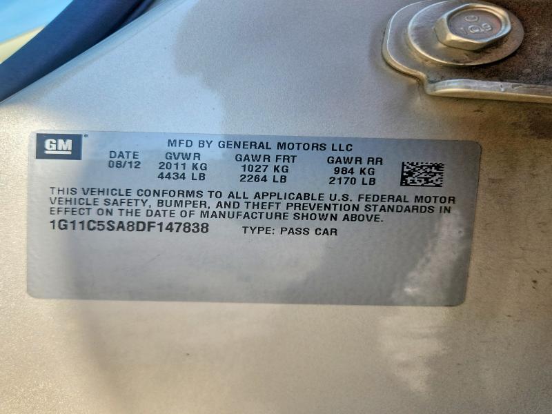 71025276 :رقم المزاد ، 1G11C5SA8DF147838 vin ، 2013 Chevrolet Malibu مزاد بيع