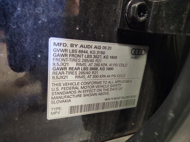 Продажа на аукционе авто 2020 Audi Sq7, vin: WA1VWAF75LD013252, номер лота: 70623996