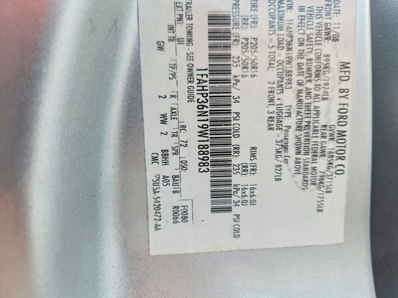 68541526 :رقم المزاد ، 1FAHP36N19W188983 vin ، 2009 Ford Focus مزاد بيع