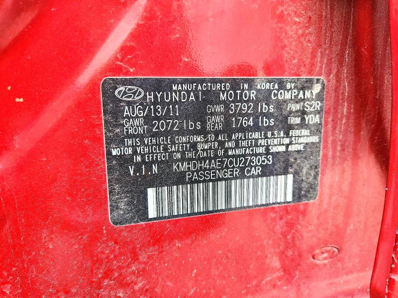 2012 Hyundai Elantra მანქანა იყიდება აუქციონზე, vin: KMHDH4AE7CU273053, აუქციონის ნომერი: 69600286