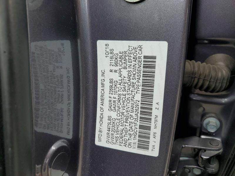 Aukcja sprzedaży 2018 Honda Accord, vin: 1HGCV1F35JA262972, numer aukcji: 67454636