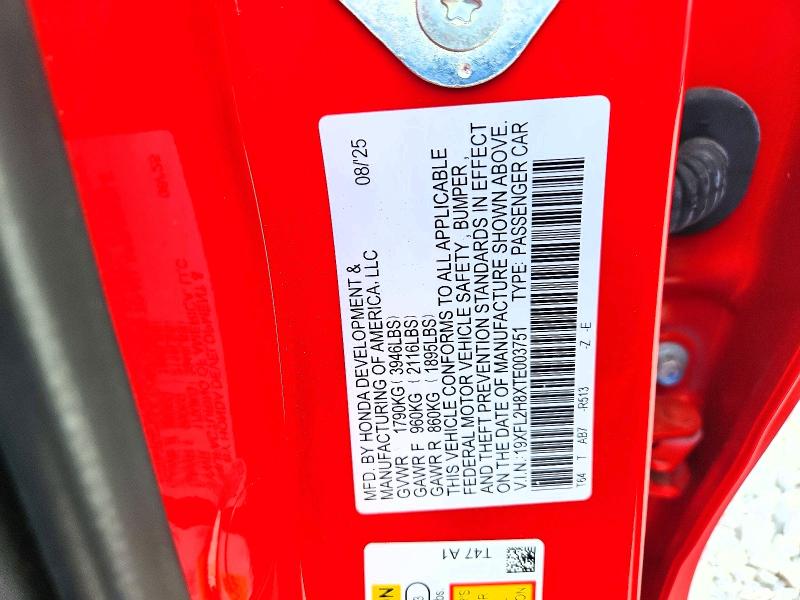 67210656 :رقم المزاد ، 19XFL2H8XTE003751 vin ، 2026 Honda Civic مزاد بيع