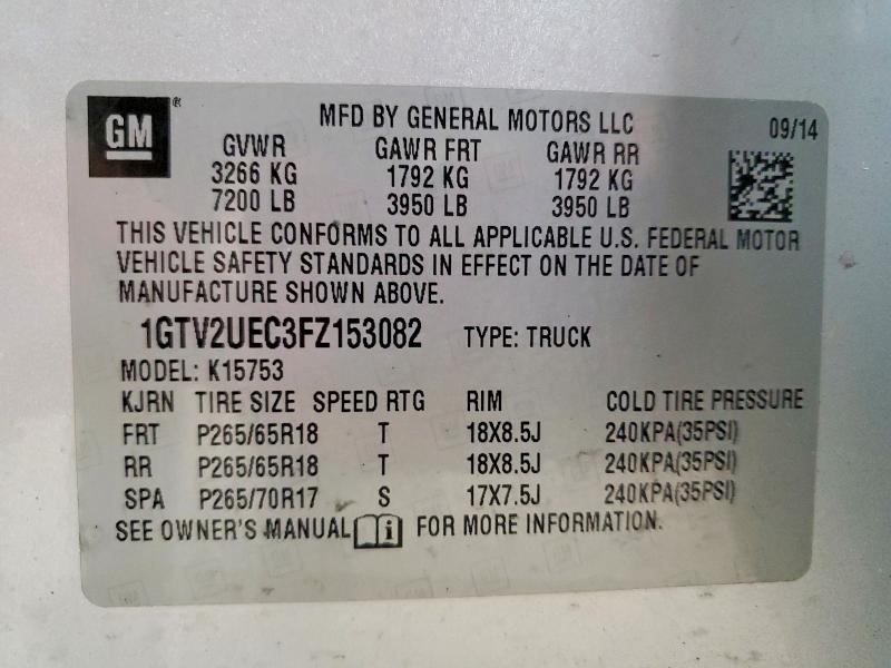 Продажа на аукционе авто 2015 Gmc Sierra, vin: 1GTV2UEC3FZ153082, номер лота: 70795356