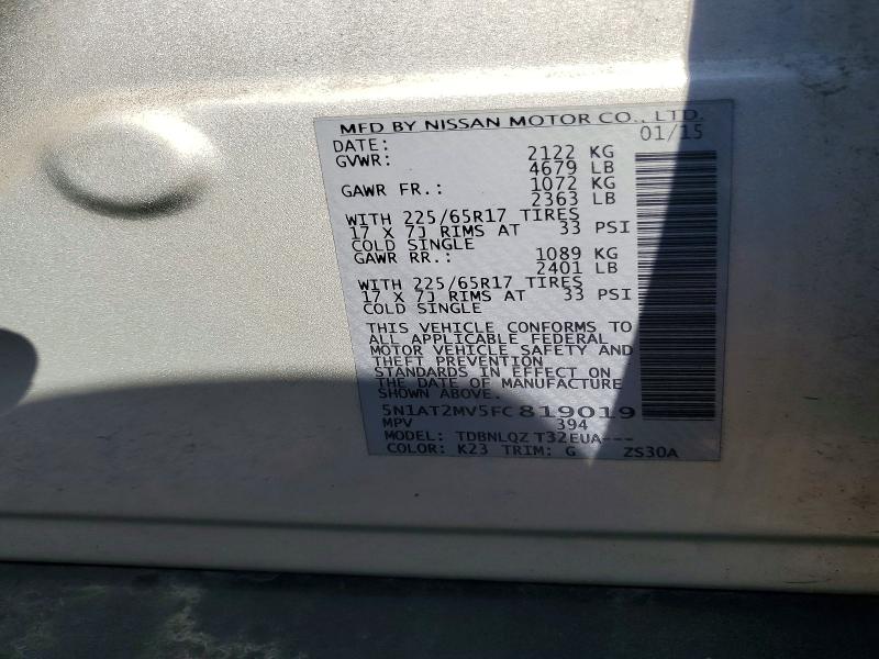 Aukcja sprzedaży 2015 Nissan Rogue, vin: 5N1AT2MV5FC819019, numer aukcji: 71058996