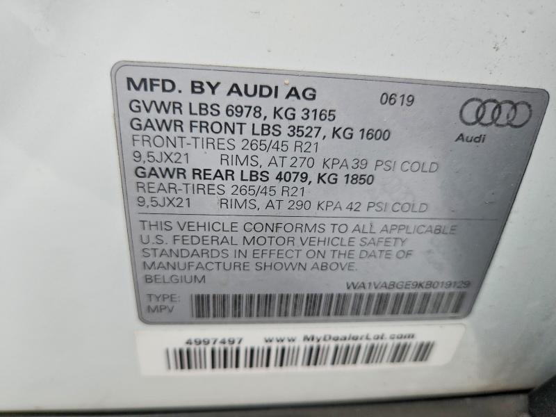 Продаж на аукціоні авто 2019 Audi E-tron, vin: WA1VABGE9KB019129, номер лоту: 67474686