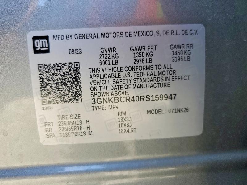 Aukcja sprzedaży 2024 Chevrolet Blazer, vin: 3GNKBCR40RS159947, numer aukcji: 68180896