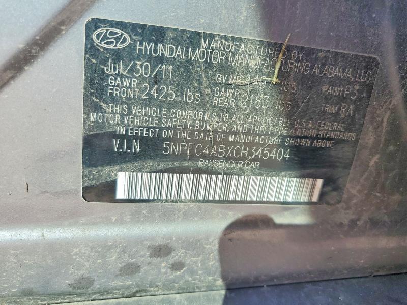 Продажа на аукционе авто 2012 Hyundai Sonata, vin: 5NPEC4ABXCH345404, номер лота: 68282236