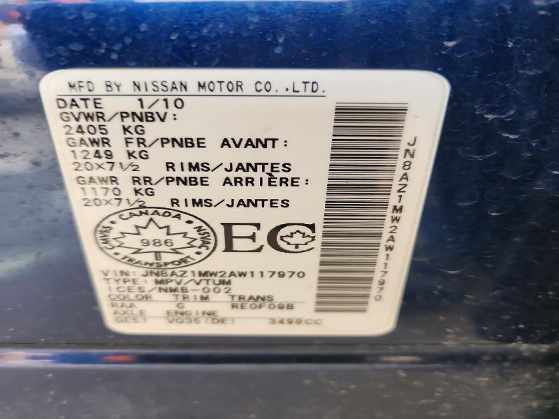 Продажа на аукционе авто 2010 Nissan Murano, vin: JN8AZ1MW2AW117970, номер лота: 68276166