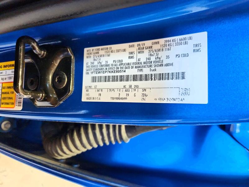 Aukcja sprzedaży 2019 Ford F150, vin: 1FTEW1EP7KKE80514, numer aukcji: 68581536