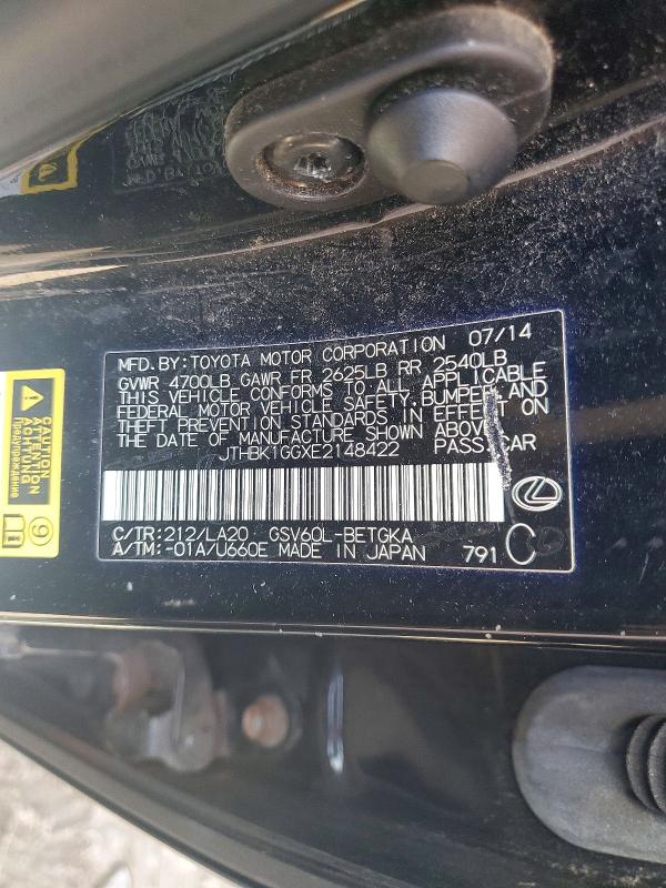 Продажа на аукционе авто 2014 Lexus Es, vin: JTHBK1GGXE2148422, номер лота: 69679096